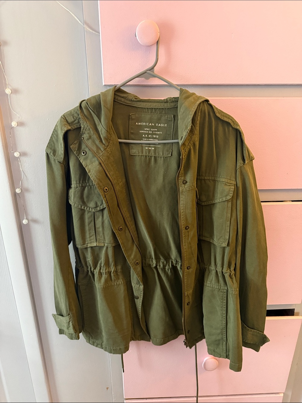 American Eagle Outfitters Olive Utility Hooded Jacket